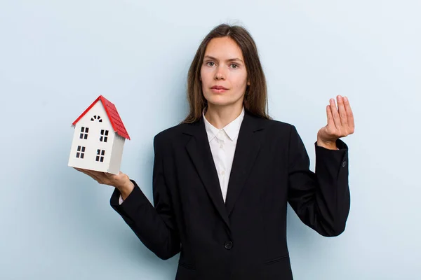 Young Adult Woman Making Capice Money Gesture Telling You Pay — Stockfoto