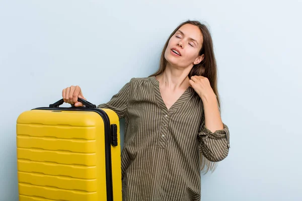 Young Adult Woman Feeling Stressed Anxious Tired Frustrated Flight Passenger — Stockfoto