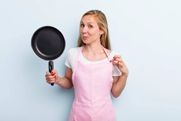 Blonde Young Adult Woman Looking Arrogant Successful Positive Proud Chef — Fotografia de Stock