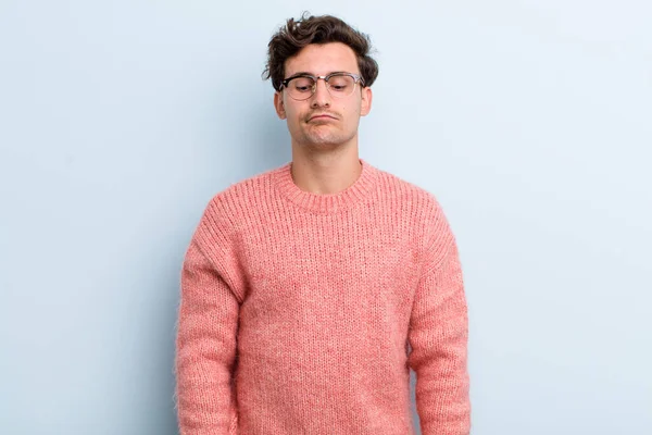 Young Handsome Man Looking Goofy Funny Silly Cross Eyed Expression — Stock Photo, Image