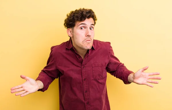 Young Handsome Man Feeling Clueless Confused Having Idea Absolutely Puzzled — Stock Photo, Image