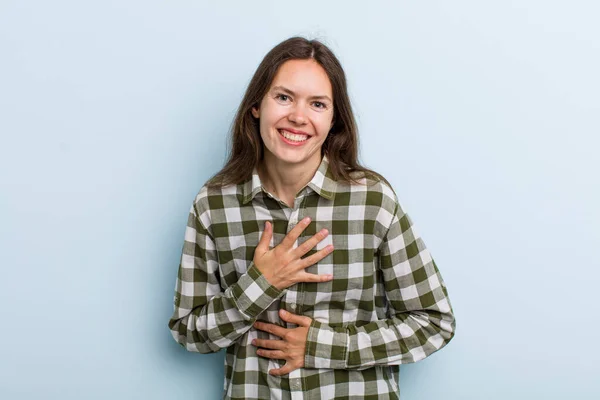 Young Adult Pretty Woman Laughing Out Loud Some Hilarious Joke — Stockfoto