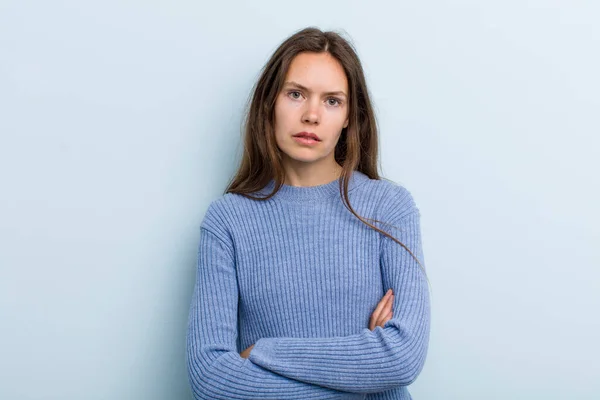 Young Adult Pretty Woman Feeling Displeased Disappointed Looking Serious Annoyed — Stockfoto