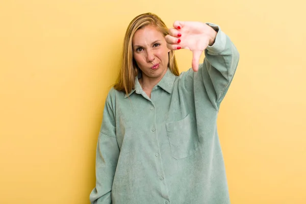 Young Adult Blonde Pretty Woman Feeling Cross Angry Annoyed Disappointed — Foto Stock