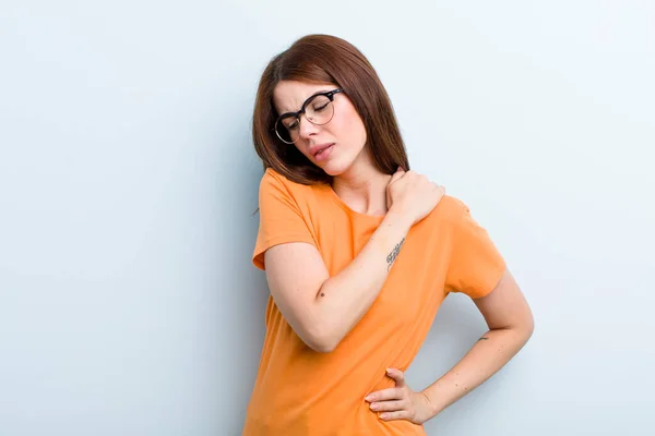 Young Adult Pretty Woman Feeling Tired Stressed Anxious Frustrated Depressed — Stock Photo, Image