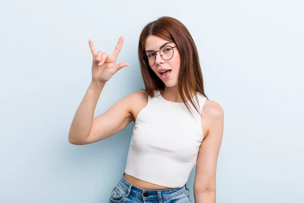 Young Adult Pretty Woman Feeling Happy Fun Confident Positive Rebellious — Stockfoto