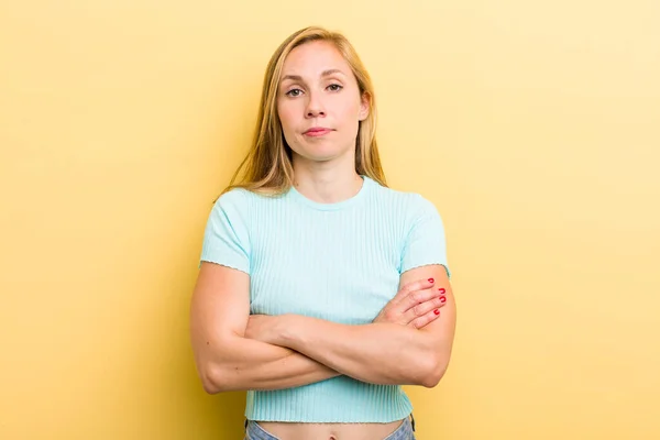 Young Adult Blonde Woman Feeling Displeased Disappointed Looking Serious Annoyed — Fotografia de Stock