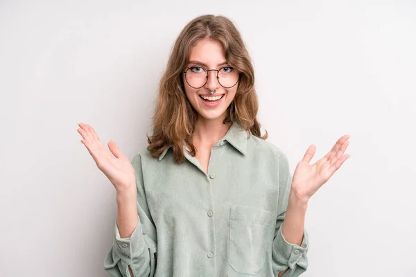Teenager Young Girl Feeling Happy Excited Surprised Shocked Smiling Astonished — Stockfoto