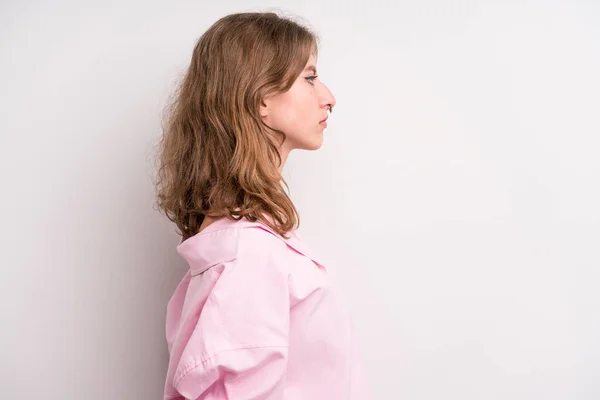 Teenager Young Girl Profile View Looking Copy Space Ahead Thinking — Stockfoto