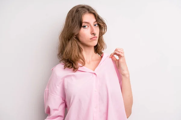 Teenager Young Girl Looking Arrogant Successful Positive Proud Pointing Self — Stock fotografie