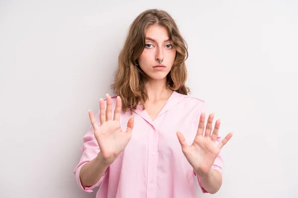 Teenager Young Girl Looking Nervous Anxious Concerned Saying Fault Didnt — Stock Fotó