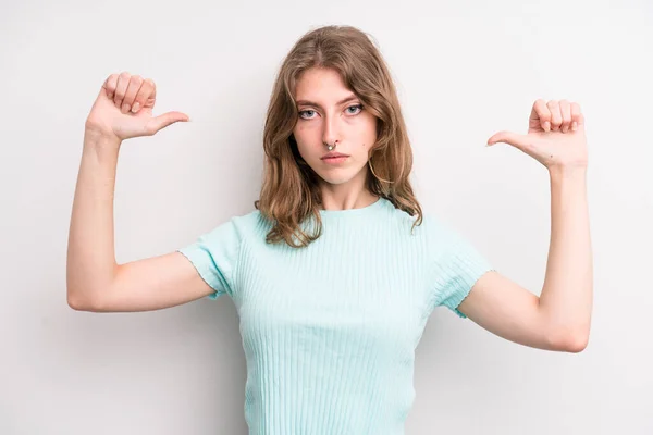 Teenager Young Girl Feeling Proud Arrogant Confident Looking Satisfied Successful — Stockfoto