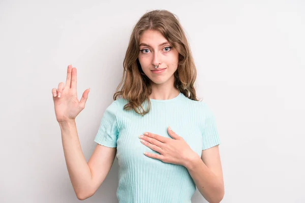 Teenager Young Girl Looking Happy Confident Trustworthy Smiling Showing Victory — Stockfoto