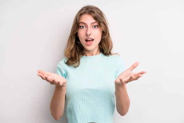 Teenager Young Girl Feeling Extremely Shocked Surprised Anxious Panicking Stressed — Fotografia de Stock