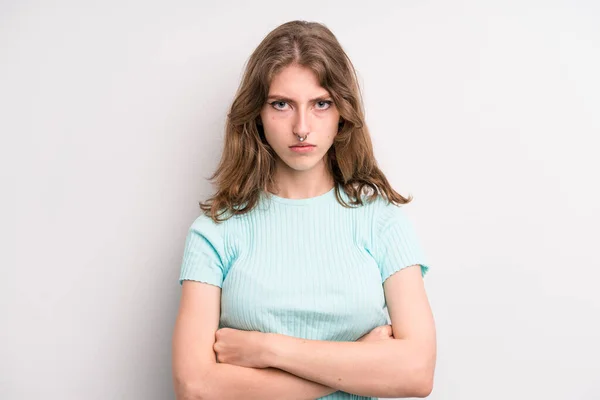 Teenager Young Girl Feeling Displeased Disappointed Looking Serious Annoyed Angry — Stockfoto