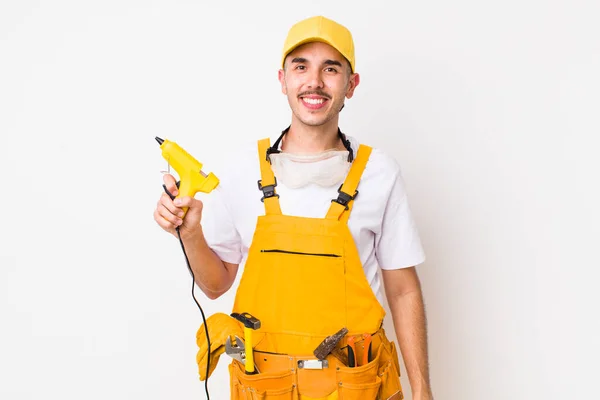 Young Adult Handsome Man Drill Handyman Concept — Fotografia de Stock