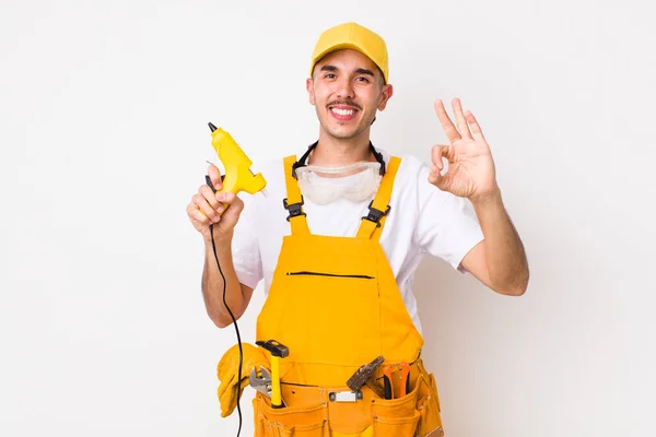 Young Adult Handsome Man Drill Handyman Concept — ストック写真