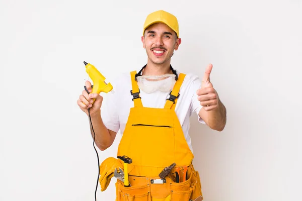 Young Adult Handsome Man Drill Handyman Concept — Stock Fotó