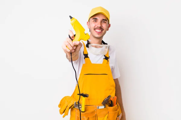 Young Adult Handsome Man Drill Handyman Concept — Fotografia de Stock