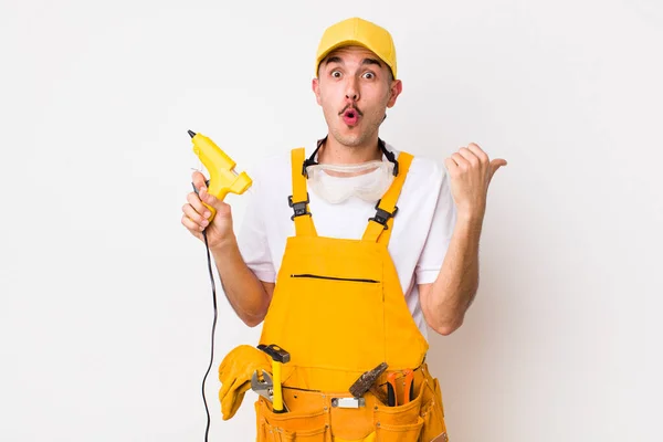 Young Adult Handsome Man Drill Handyman Concept — Foto de Stock