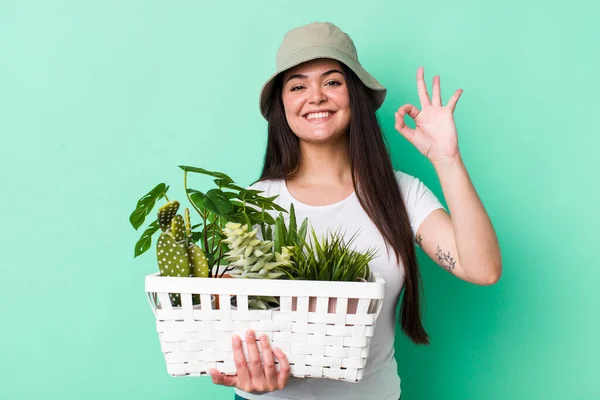 Young Pretty Woman Plants Gardering Concept — Stock Photo, Image