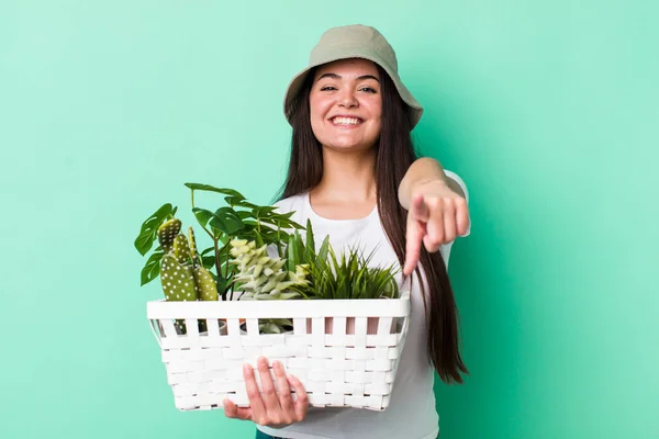 Young Pretty Woman Plants Gardering Concept — Foto de Stock