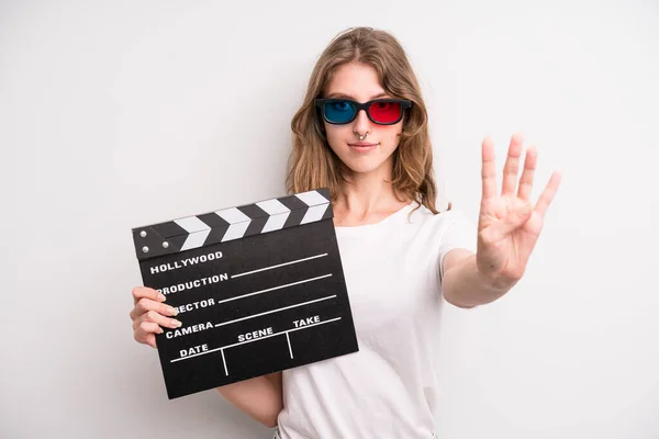 Young Girl Cinema Clapper Film Movie Concept — Fotografia de Stock