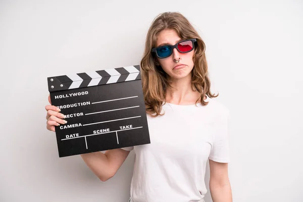 Young Girl Cinema Clapper Film Movie Concept — Stockfoto