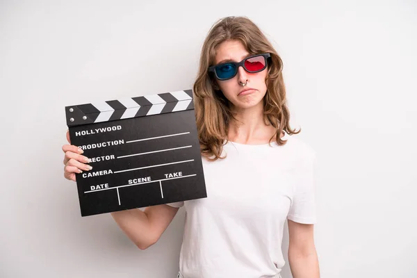 Young Girl Cinema Clapper Film Movie Concept — Fotografia de Stock