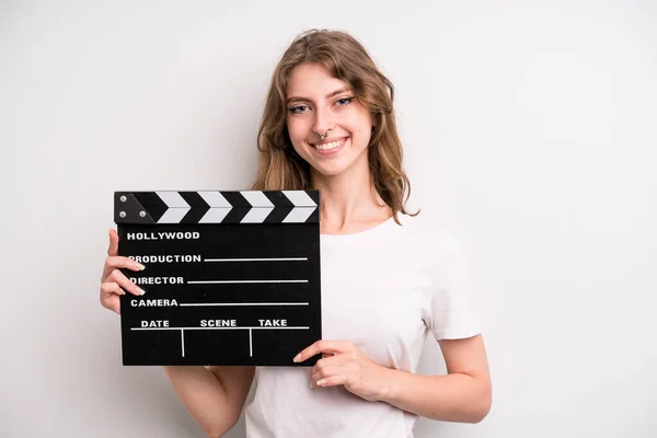 Young Girl Cinema Clapper Film Movie Concept — Zdjęcie stockowe