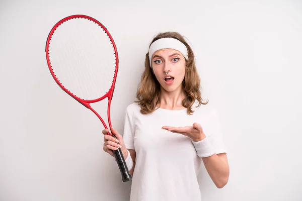 Young Girl Practicing Tennis Sport Concept — 图库照片
