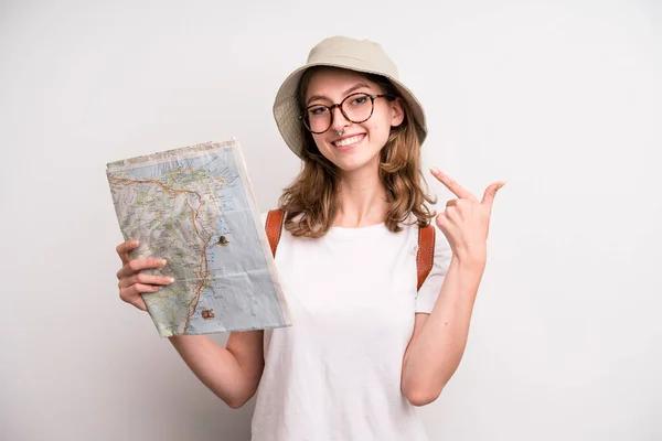 Young Girl City Map Tourist Concept — Stock fotografie