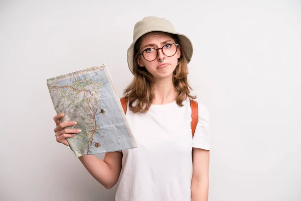 Young Girl City Map Tourist Concept — Zdjęcie stockowe