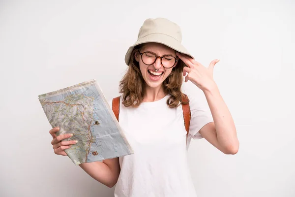 Young Girl City Map Tourist Concept — Photo