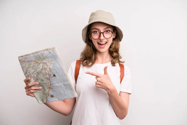 Young Girl City Map Tourist Concept — Foto Stock