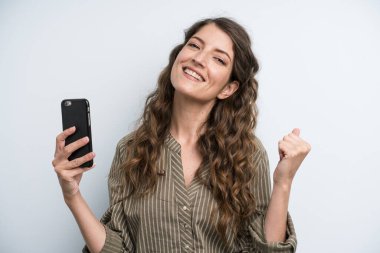 pretty young adult woman using her smart phone