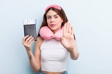 young adult pretty woman flight passenger concept