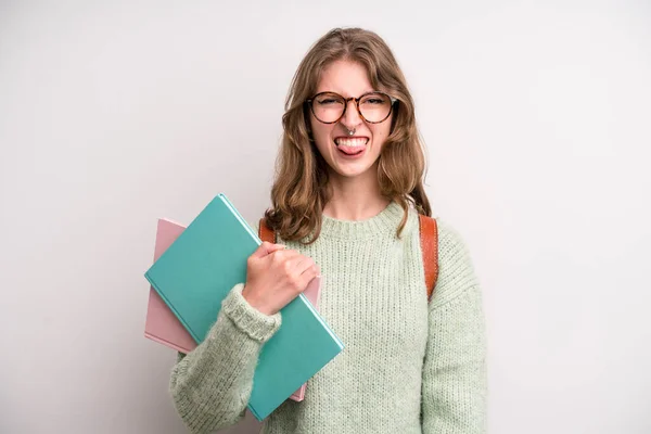 Молодая Девушка Книгами Концепция Студента Университета — стоковое фото
