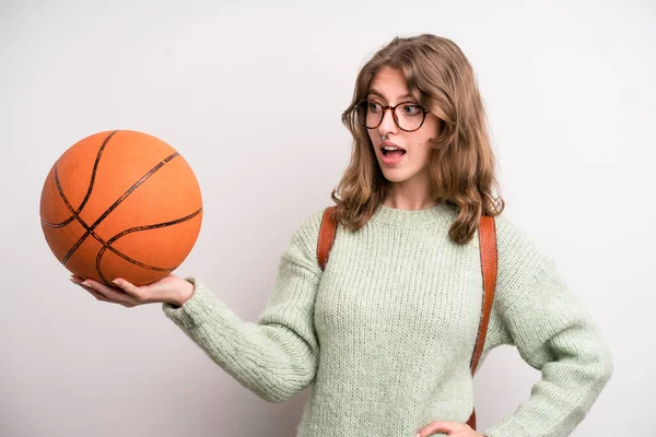 Young Girl Basketball Ball Sport Concept — Zdjęcie stockowe