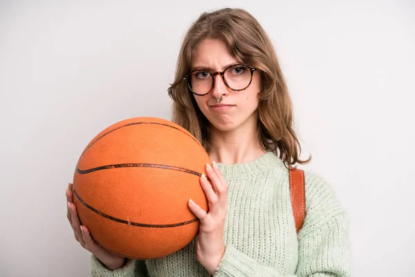 Young Girl Basketball Ball Sport Concept — Stock fotografie