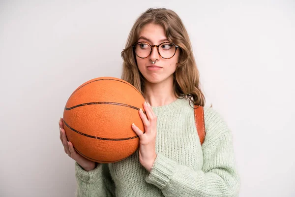 Young Girl Basketball Ball Sport Concept — Stock fotografie