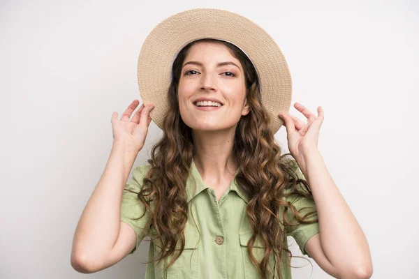 Pretty Young Adult Woman Hat Summer Concept —  Fotos de Stock