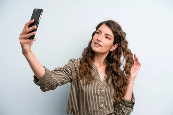 Pretty Young Adult Woman Using Her Smart Phone — Stockfoto