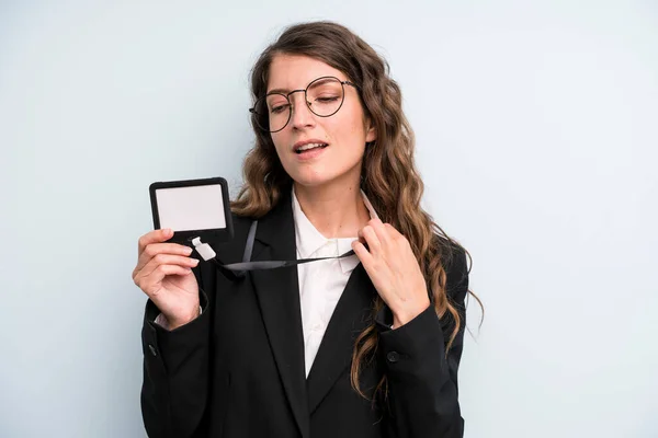 Pretty Young Adult Woman Showing Access Card — Stock Photo, Image