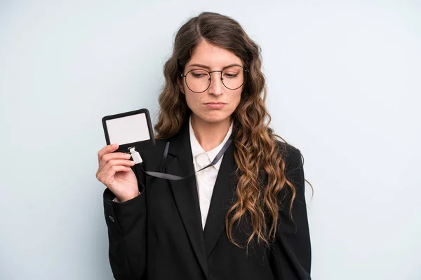 Pretty Young Adult Woman Showing Access Card — Stock Photo, Image