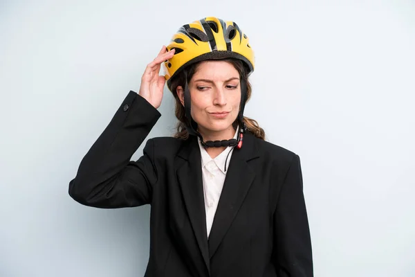 Pretty Young Adult Businesswoman Bike Helmet — Stock Photo, Image