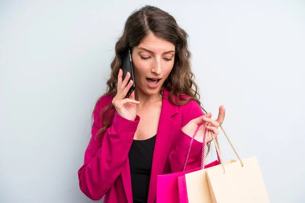 Pretty Young Adult Woman Shopping Bags — Foto Stock