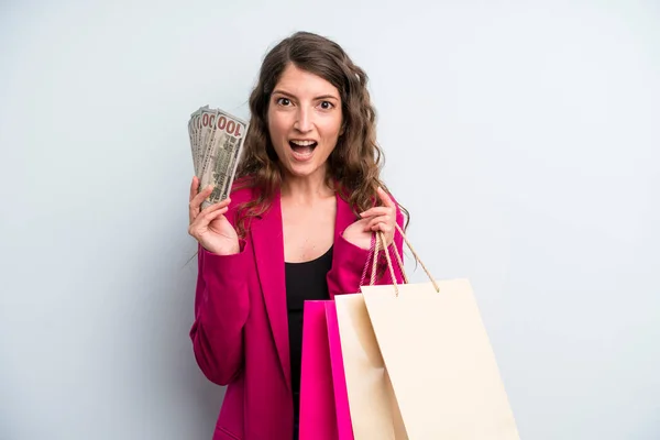 Pretty Young Adult Woman Shopping Bags — Foto Stock