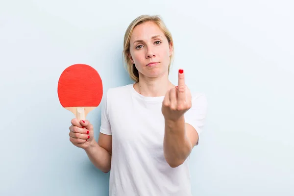 Blonde Pretty Woman Ping Pong Sport Concept — Stockfoto