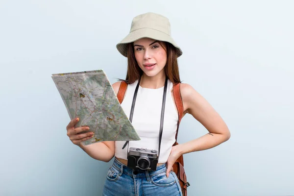 Молода Доросла Красива Жінка Туристична Концепція — стокове фото